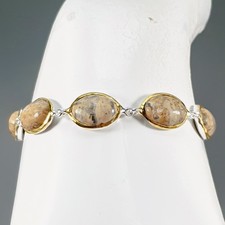 Gemstone jewellery Natural Jasper Bracelet 925 Sterling Silver 7"/BR13940