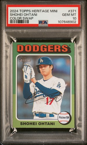 2024 TOPPS HERITAGE MINI COLOR SWAP #371 SHOHEI OHTANI PSA 10