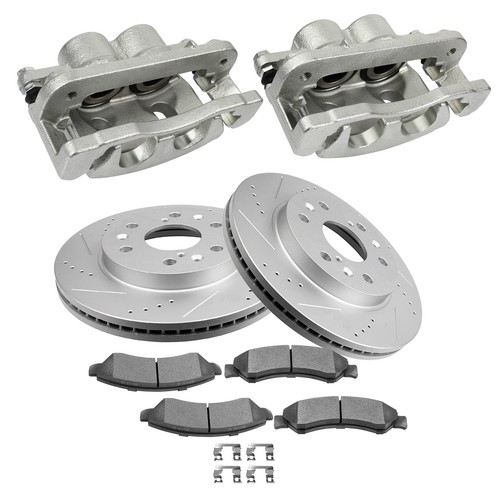 Front Brake Calipers Rotors & Ceramic Pads For 2007-08 CADILLAC ESCALADE ESV - Picture 4 of 9