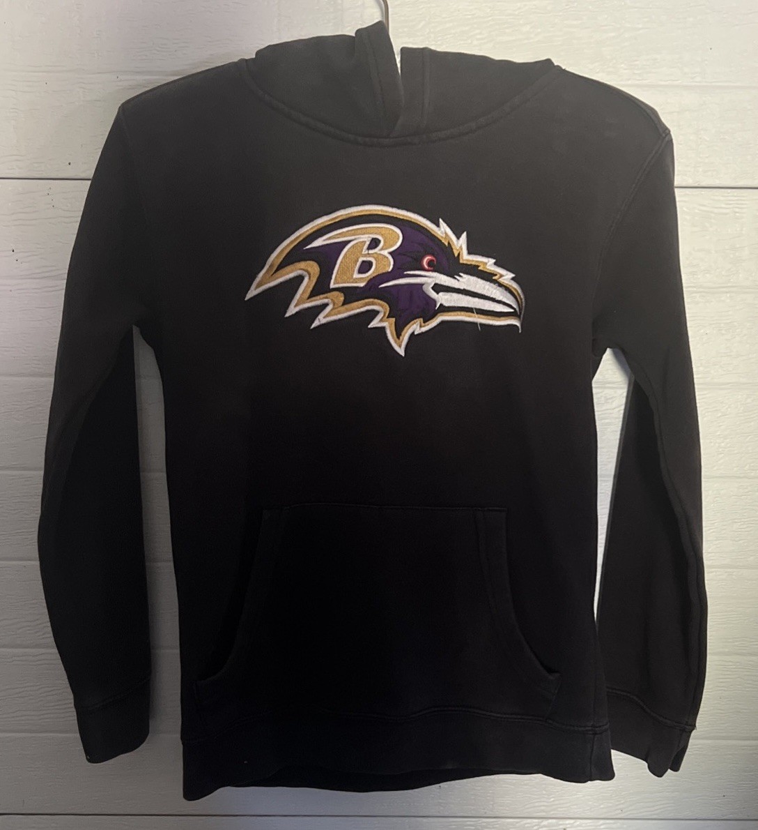 Baltimore Ravens NFL Team Apparel Embroidered Hoodie Pullover Sz Youth