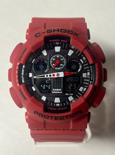 Casio G-Shock Men's Analog-Digital Watch Red Band with White and Red GA-100B-4A