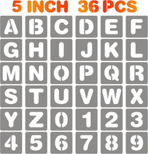 36 Pcs 5 Inch Large Alphabet Letter Number Stencils Reusable Painting Templates