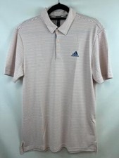 ADIDAS GOLF Men's 2 COLOR STRIPE Short Sleeve Polo Shirt Pink Tint Sz M NWT