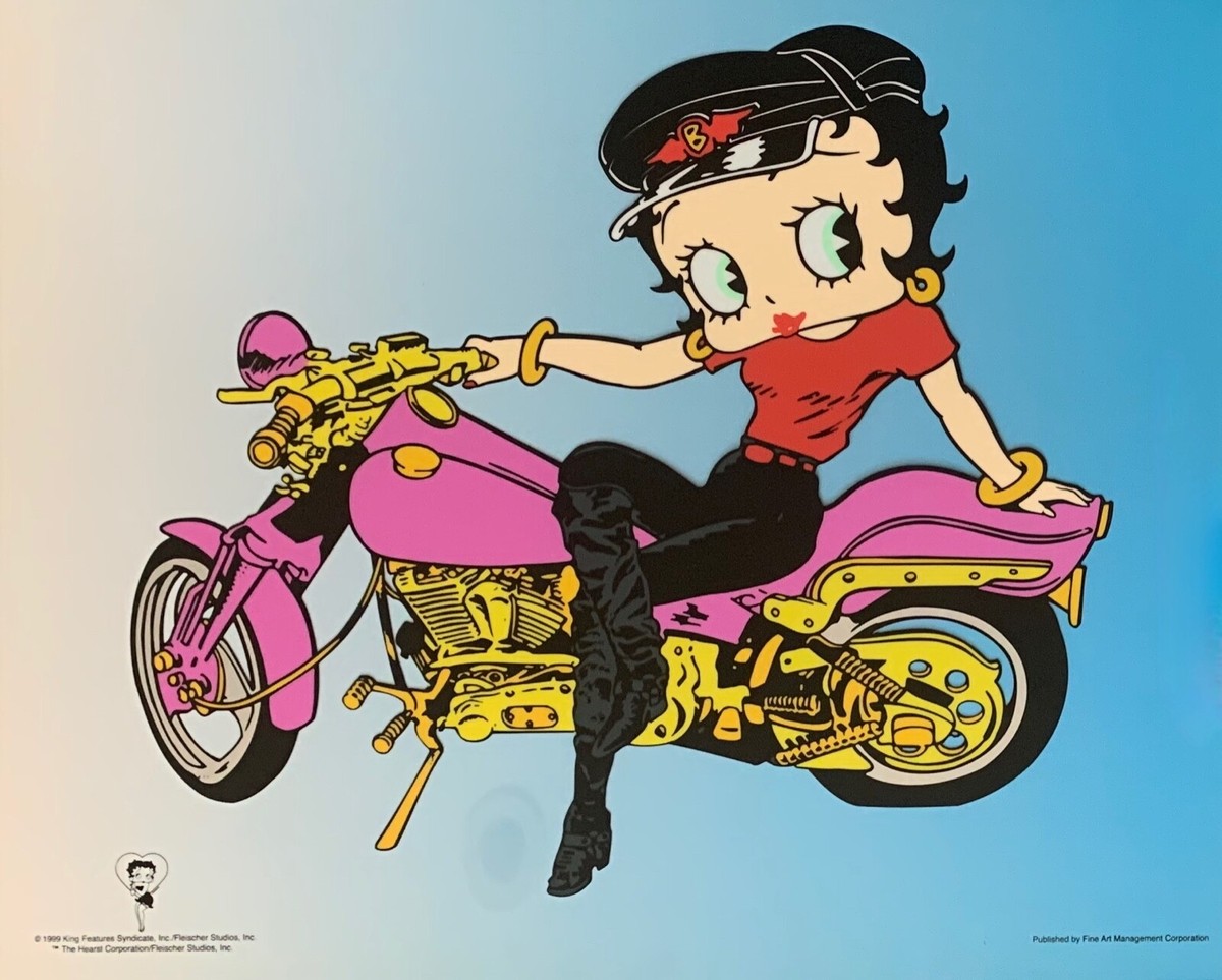 BETTY BOOP On Harley Motorcycle Animation Art Sericel Cel 13.5