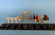 LARGE LOT: Vintage Doll House 60's-70's Miniatures incl: wine rack, lamp MORE