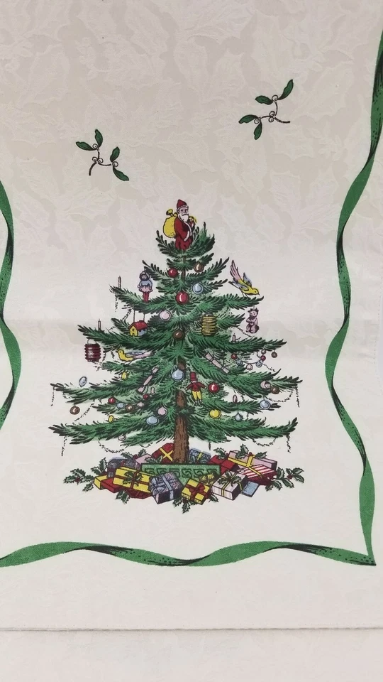 SPODE Christmas Tree Ivory Table Runner 88 Inches x 13 3/4 Inches Read Descrip. - Image 3 of 4