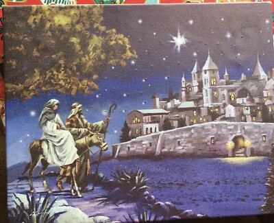 Nativity Canvas Picture With Light Up Stars