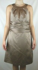 David's Bridal Dress Women's Sz 10 Taupe/Tan Polyester Runched Bridesmaid Formal