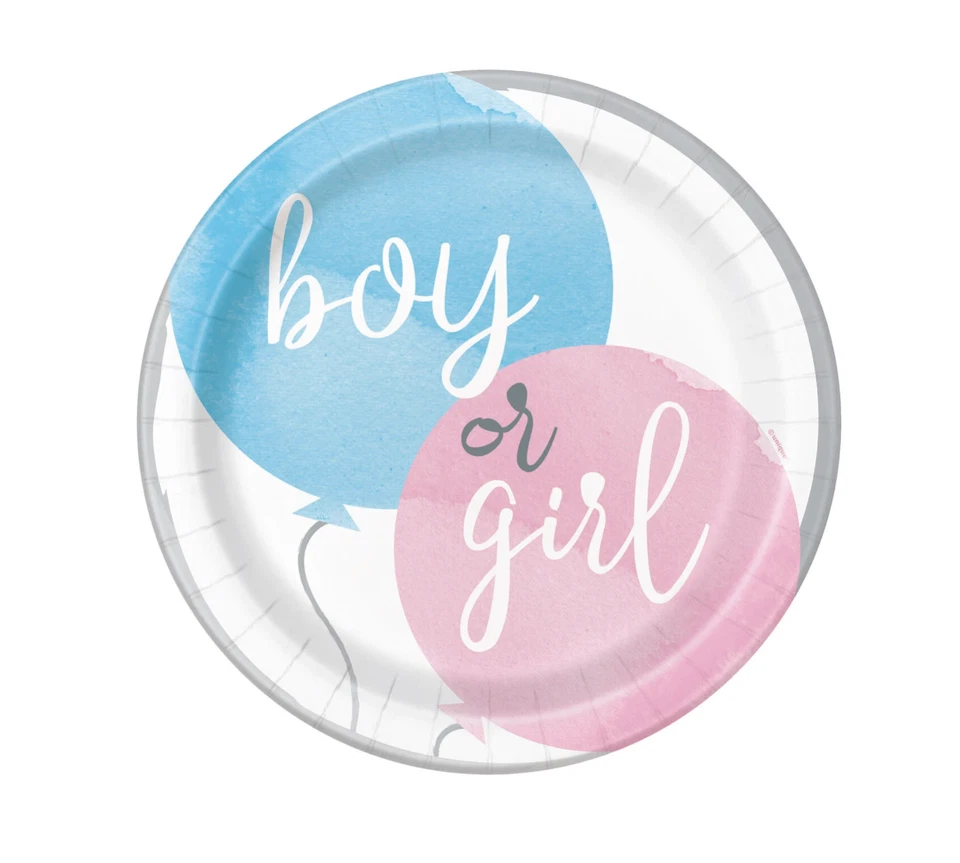 Gender Reveal Party Tableware Decorations Plates Cups Napkins Tablecover Event - Image 3 of 4