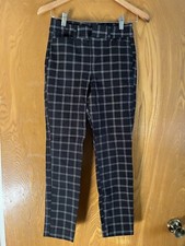 Old Navy High Rise Pixie Pants Size 0 Black Windowpane Grid Stretch Career