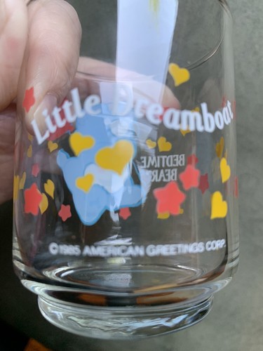 Vintage 1985 3” Care Bears Bedtime Bear Little Dreamboat Collector Glass Cup - Picture 3 of 3