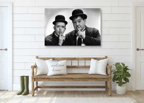 MOVIE POSTER LAUREL AND HARDY- FRAMED CANVAS WALL ART PICTURE PAPER PRINT- BLACK - Picture 8 of 17