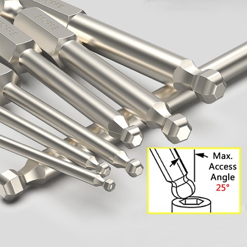 65/100/150mm Ball-End Hex Screwdriver Bit Set 1/4" Hex Shank H2.5 H3 H4 H5 H6 H8 - Picture 5 of 30