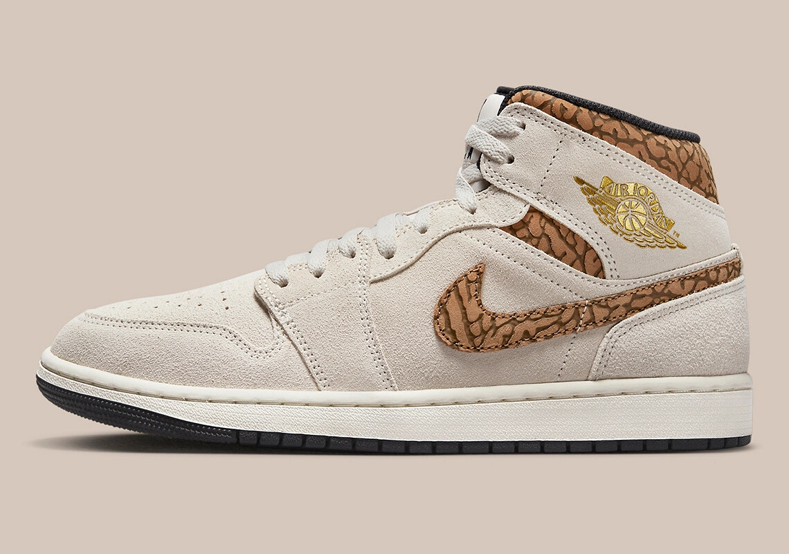 Кроссовки Nike Air Jordan 1 Mid Brown Elephant Light Orewood DZ4129-102 Мужские Новые