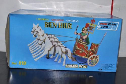 80'S PYROPLAST AIRGAM BOYS ROMAN SERIES SOLDIERS GREEK BEN HUR CHARIOT MIB - Picture 4 of 8