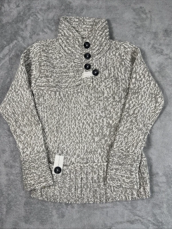 lole pullover chunky knit high neck button accents sweater