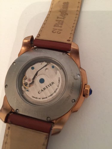 calibre rose gold plaited automatic mens watch 225014/3299