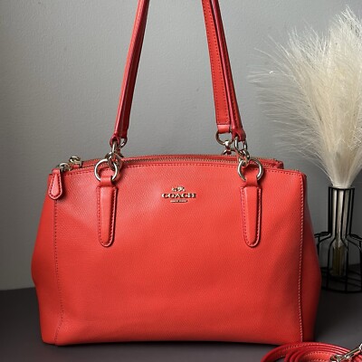 Coach Coral Mini Christie Carryall Crossbody Shoulder Bag In Crossgrain  Leather