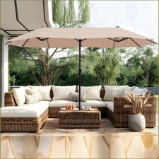 13FT Outdoor Umbrella Double-Sided Market Table Umbrella for Patio Pool Backyard