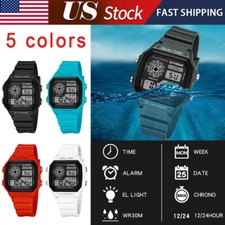 Men's Digital Sports Watch LED Screen Large Face Military Waterproof Wristwatch