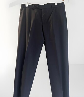 designer dress pants Men's Designer Wool Pleated Wide Leg Dress Pants in Steel Blue, 40 / SteelBlue