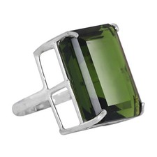 Emerald Cut Green Amethyst 90 Ct. 925 Sterliing Silver Ring For Women AC-71