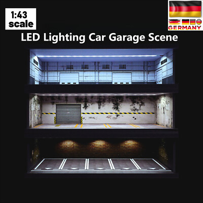 1/43 Diorama Diecast Garage Modell LED Beleuchtung Parkplatz Szene Vitrine DE