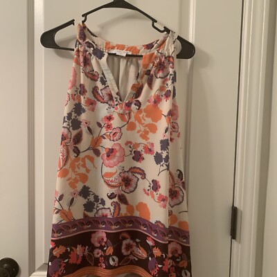 Tabitha Webb Women s Floral Print Sleeveless Blouse Top Size Large Multi-Color