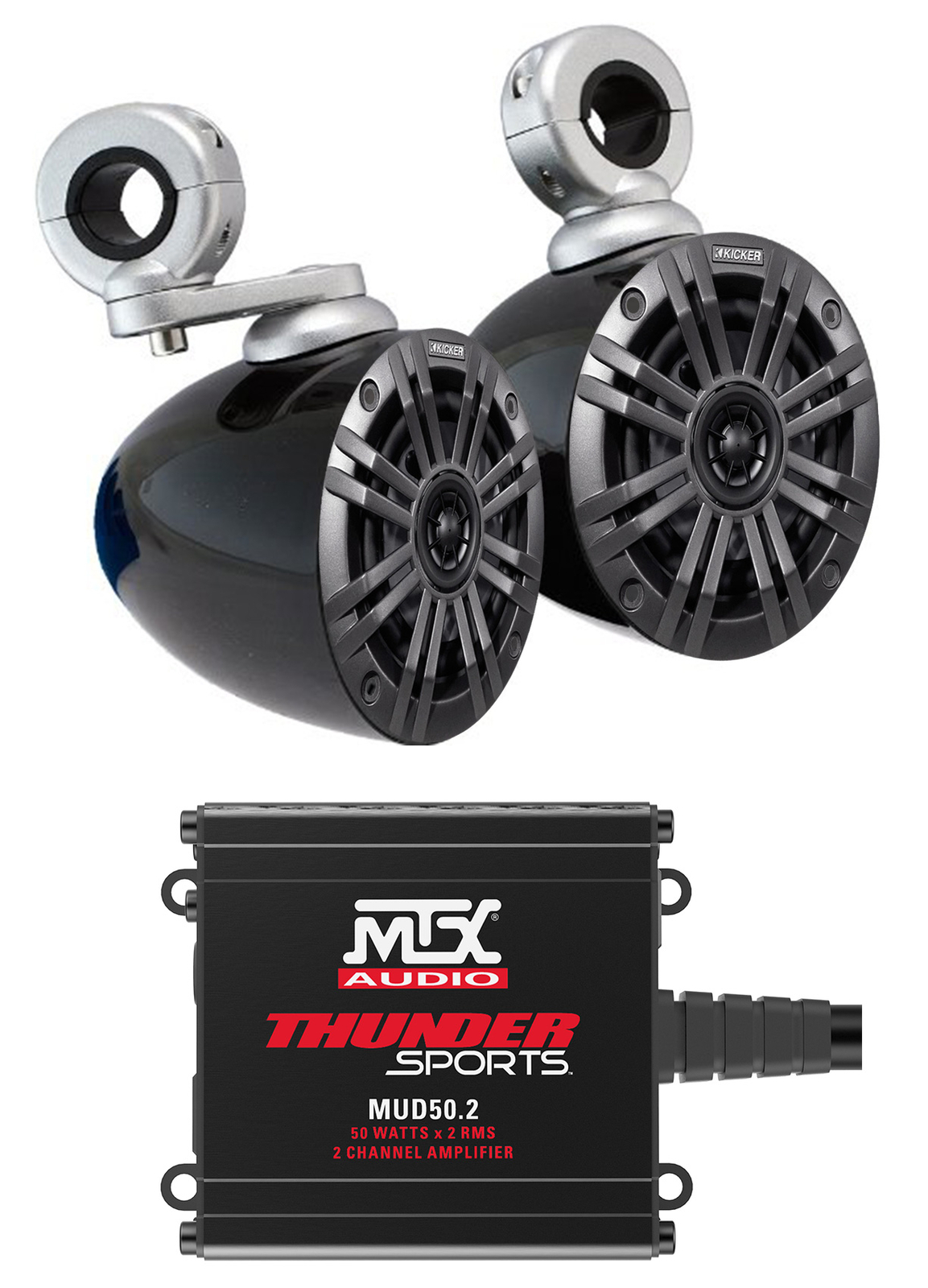 2 Kicker 45KM44 - 4 150-ваттные колонки на колесах усилитель MTX 4 квадроцикла UTV-КАРТЫ