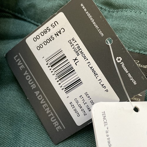 NWT Eddie Bauer Women's Fremont Flannel Flap Pocket Long Sleeve Shirt TXL Green - Bild 10 von 11