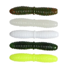 Dr.fish 15pcs Ice Fishing Worm Lure 1.38'' Soft Plastic Bait Wacky Texas Rig 