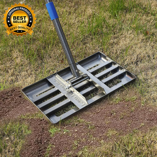 Lawn Leveling Rake,Stainless Steel Lawn Leveler with 18”X10” Ground Plate, 72” A