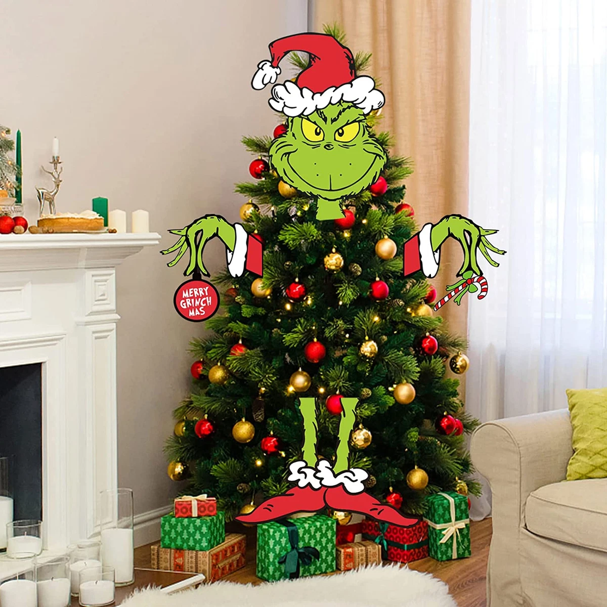 Grinch Tree Grinch Christmas Tree Grinch Tree Topper Grinch Ornaments  Complete Grinch Tree Decorated Grinch Christmas Tree Decor 