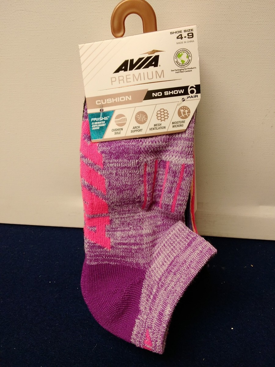 Avia Premium Cushion No Show Womens Socks Pack of Size 4-9