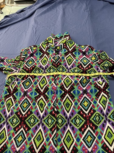 Geometric Button Up Shirt 3X Built In Tank Vintage 70’s 80’s 90’s Bright Color** - Picture 6 of 8