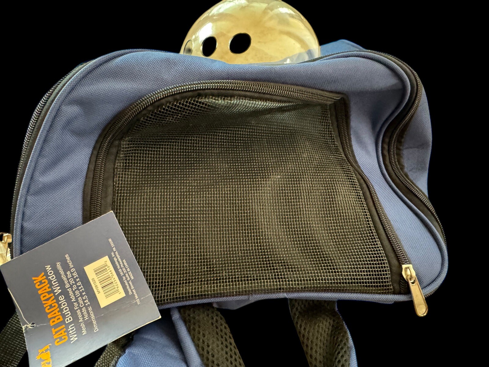 Blue Cat Carrier Backpack Holds Up To 20 Pounds  Mesh & Clear Window & Tag