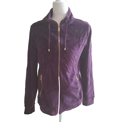 Charter Club Jacket Purple Size S Velour Velvet Long Sleeve Zip Up