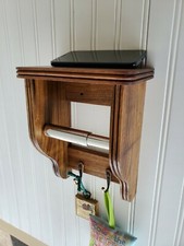 TOILET PAPER HOLDER SOLID WOOD WALNUT OIL FINISH PHONE BABY WIPES SHELF