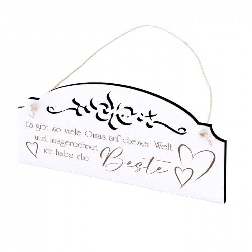 Schild Spruch Beste Oma der Welt - Vintage Türschild mit Ornamenten 20x10cm - Bild 1 von 4