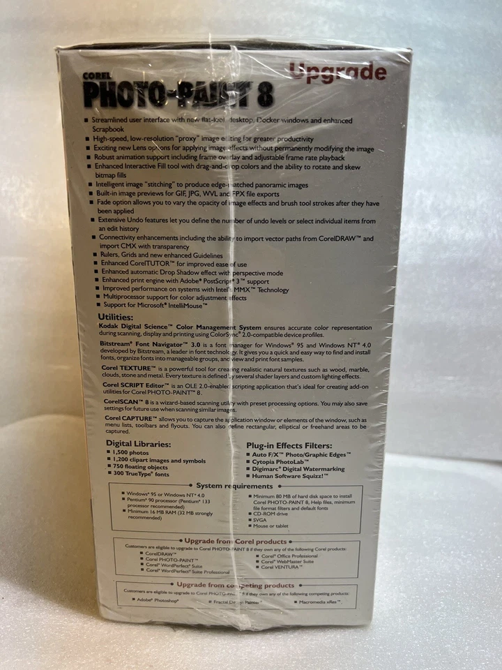 RARE 1998 Corel Photo-Paint 8 Upgrade - BRAND NEW FACTORY SEALED! - Image 2 of 4