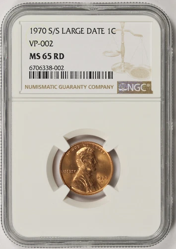 1970-S/S Large Date VP-002 Lincoln Memorial Penny 1C MS 65 RD Red NGC