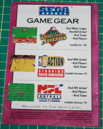 Sega Game Gear Manual: World Series Baseball - Picture 2 of 2