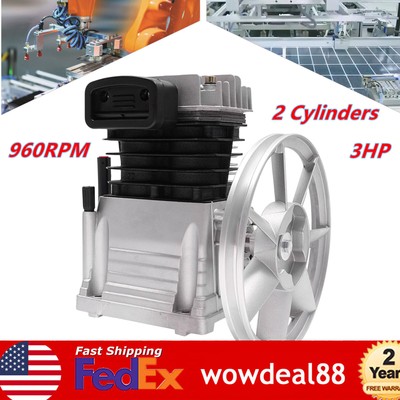 Air Compressor Pump Head Air Compressor Head With 2 Cylinders+belt Pulley NPT1/2