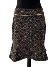 Uniform John Paul Richard Black Floral Vintage 90s Ladies Skirt Size 8 Ruffle