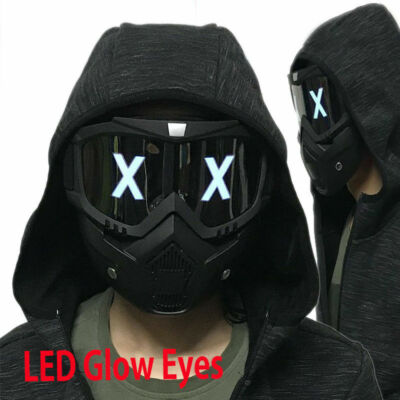 LED Luminous Mask Half Face  DIY Mask DJ Party Masks Halloween Cosplay Prop Gift
