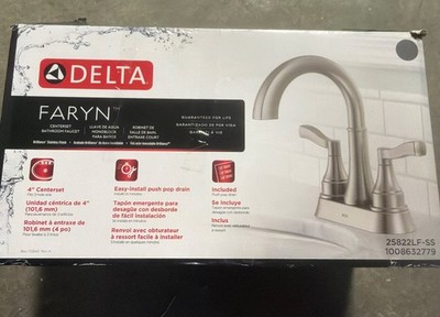 Delta Faryn Brushed Nickel Bathroom Faucet 25822LF-SS w/Pop-Up Drain Open Box
