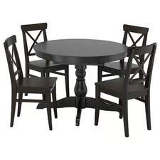 IKEA Ingatorp/Ingolf Table with 4 Chairs Black, Extendable