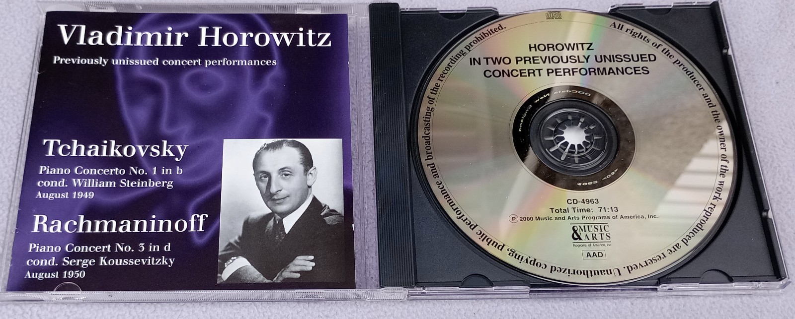 VLADIMIR HOROWITZ PREVIOUSLY UNISSUED Tchaikovsky Rachmaninov Piano Concertos CD