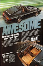 Vintage 1980 Datsun 280-ZX T-Bar Roof Magazine Print Ad Black Sportscar Nissan