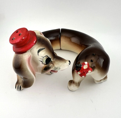 Dachshund Salt Pepper Shakers Artmark Japan 1950s Hi Friend Dog Figural